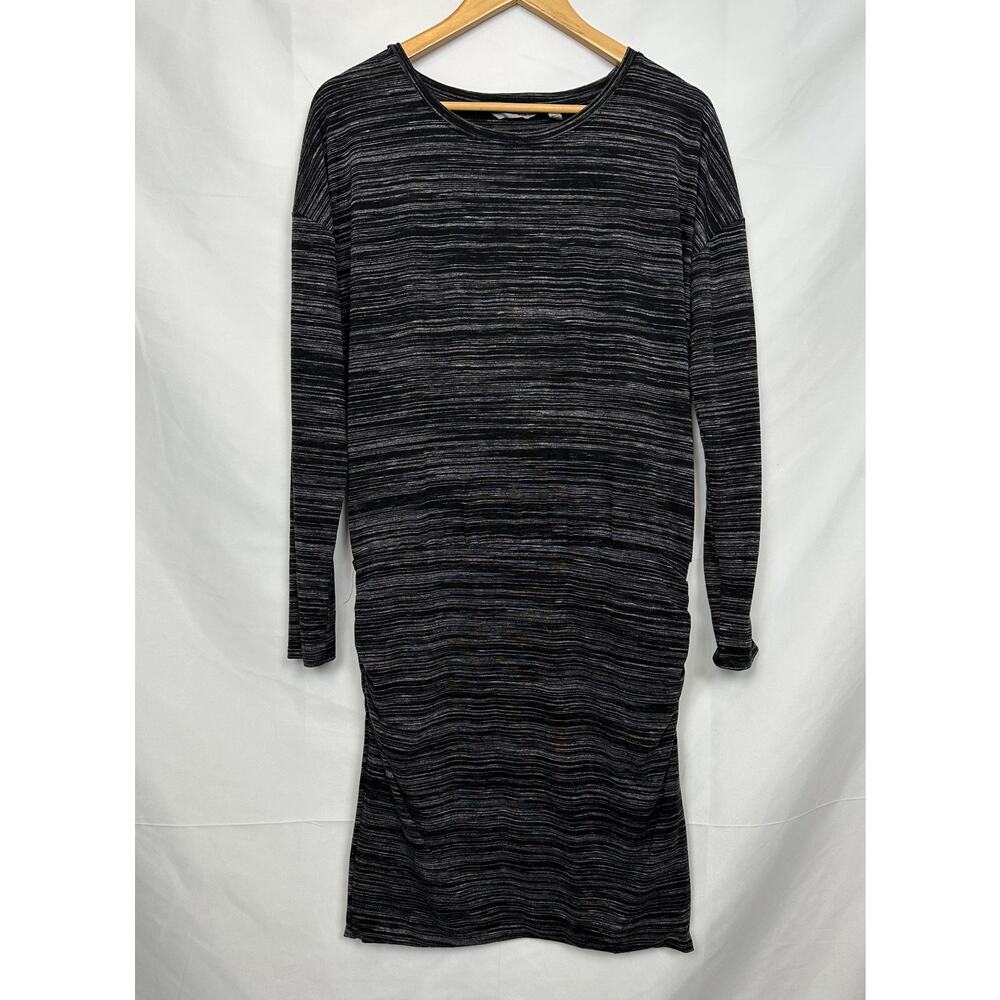 Athleta Women's Avenue Dress Gray Heather Ruched Sides Long Sleeve Size M